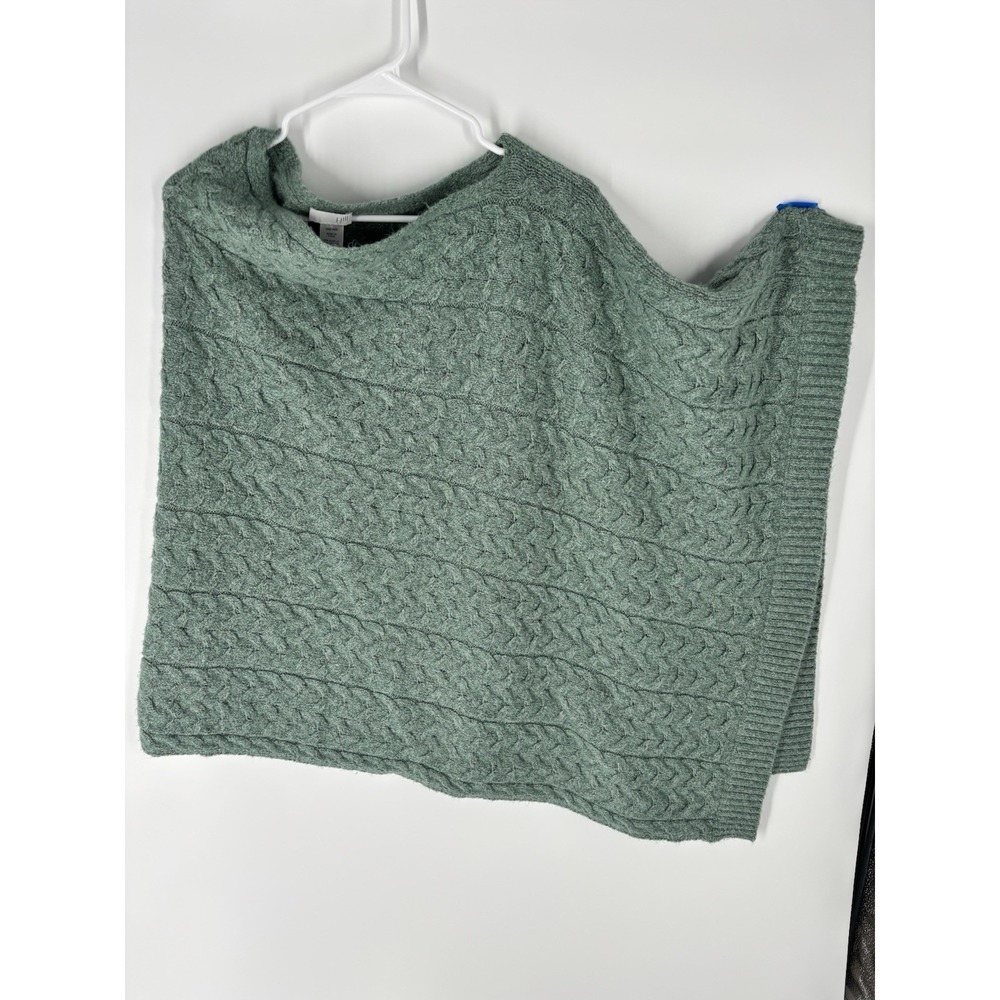 J.Jill Cable Knit Asymmetrical Poncho Nursing Cover OS Layer Soft Pistachio